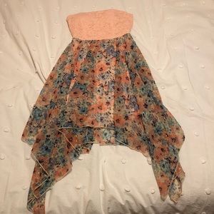 strapless floral dress